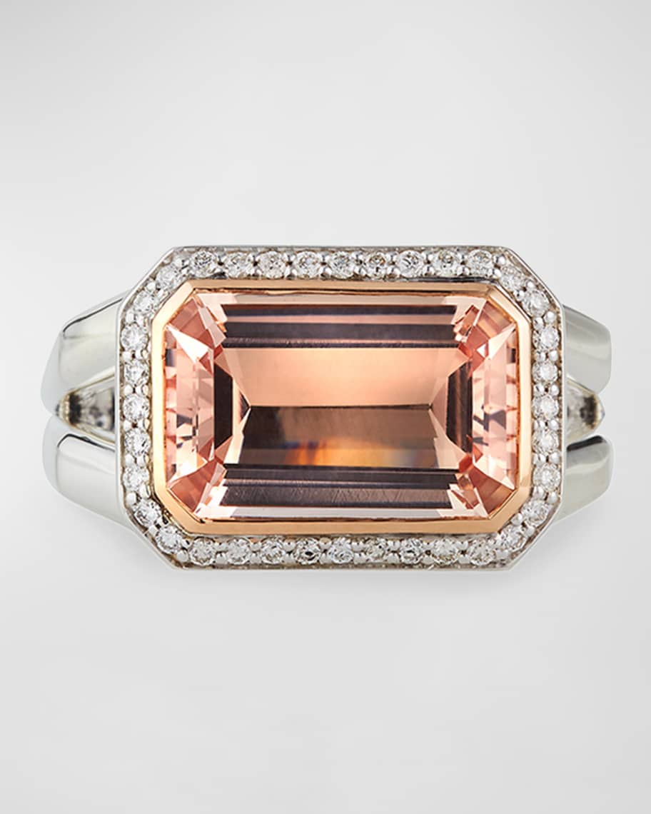 Louis Vuitton Pink Quartz Trunk White Gold Cocktail Ring Sz 5