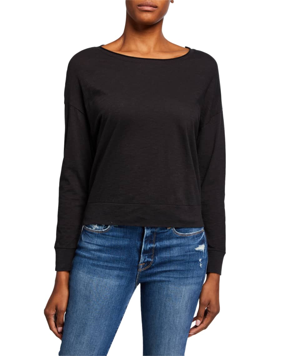 Vince Boat-Neck Cotton Pullover Sweater | Neiman Marcus