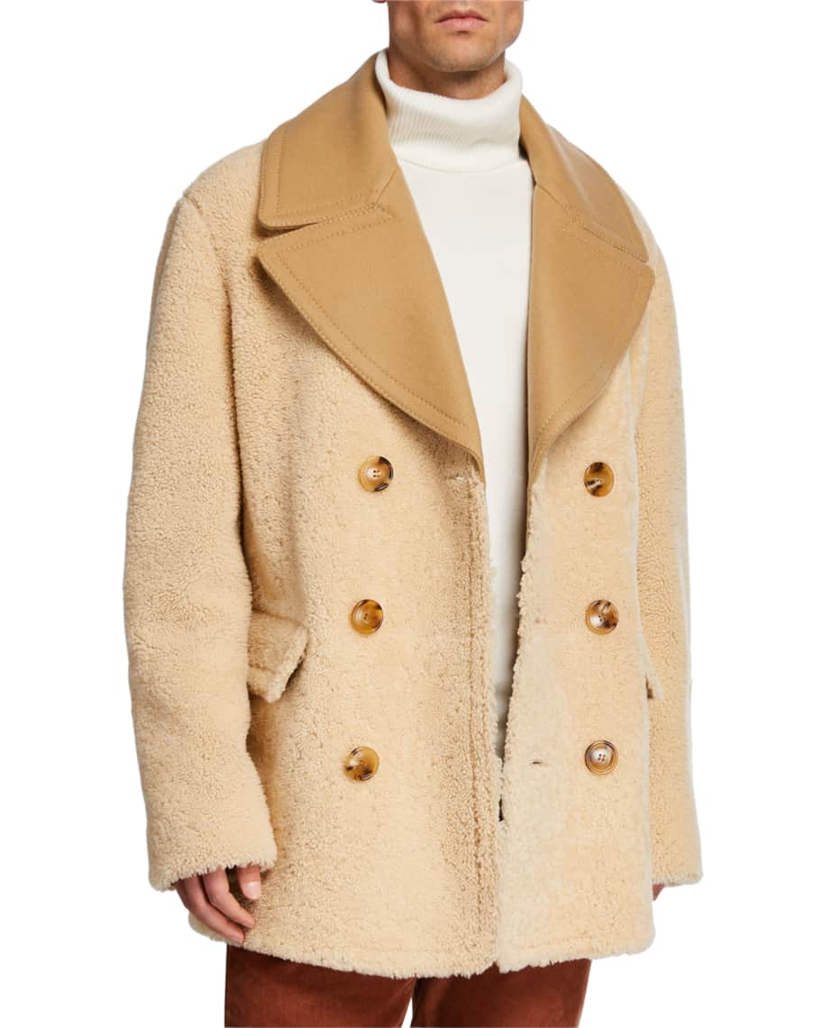 Burberry double breasted shearling coat store