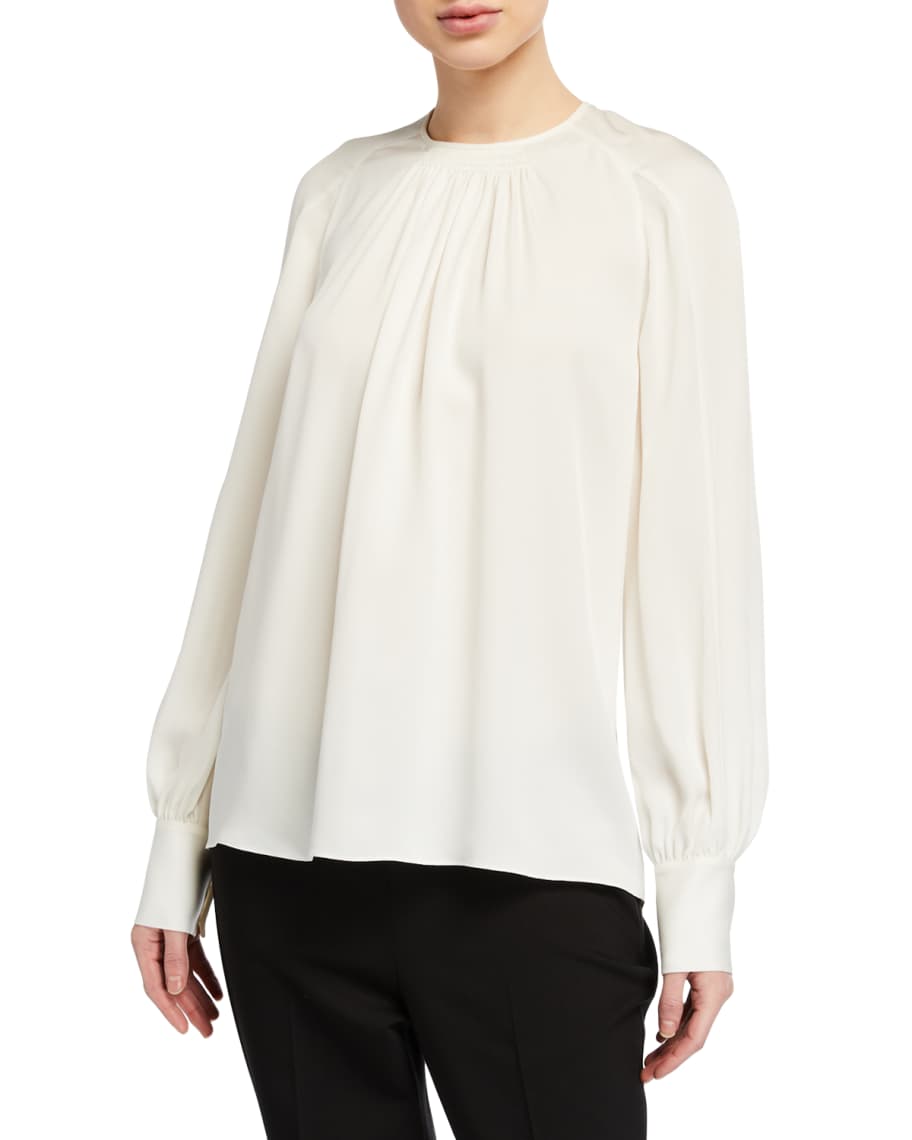 Elie Tahari Eliza Long-Sleeve Silk Shirt | Neiman Marcus