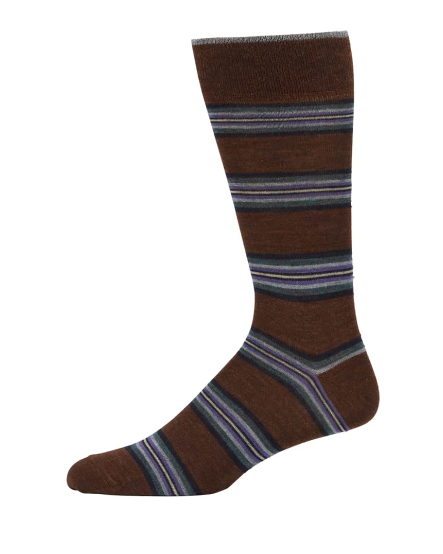 Neiman Marcus Men's Striped Wool Socks | Neiman Marcus