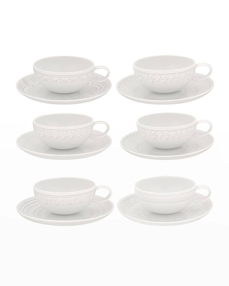 Vista Alegre Ornament Teacups & Saucers, Set of 6