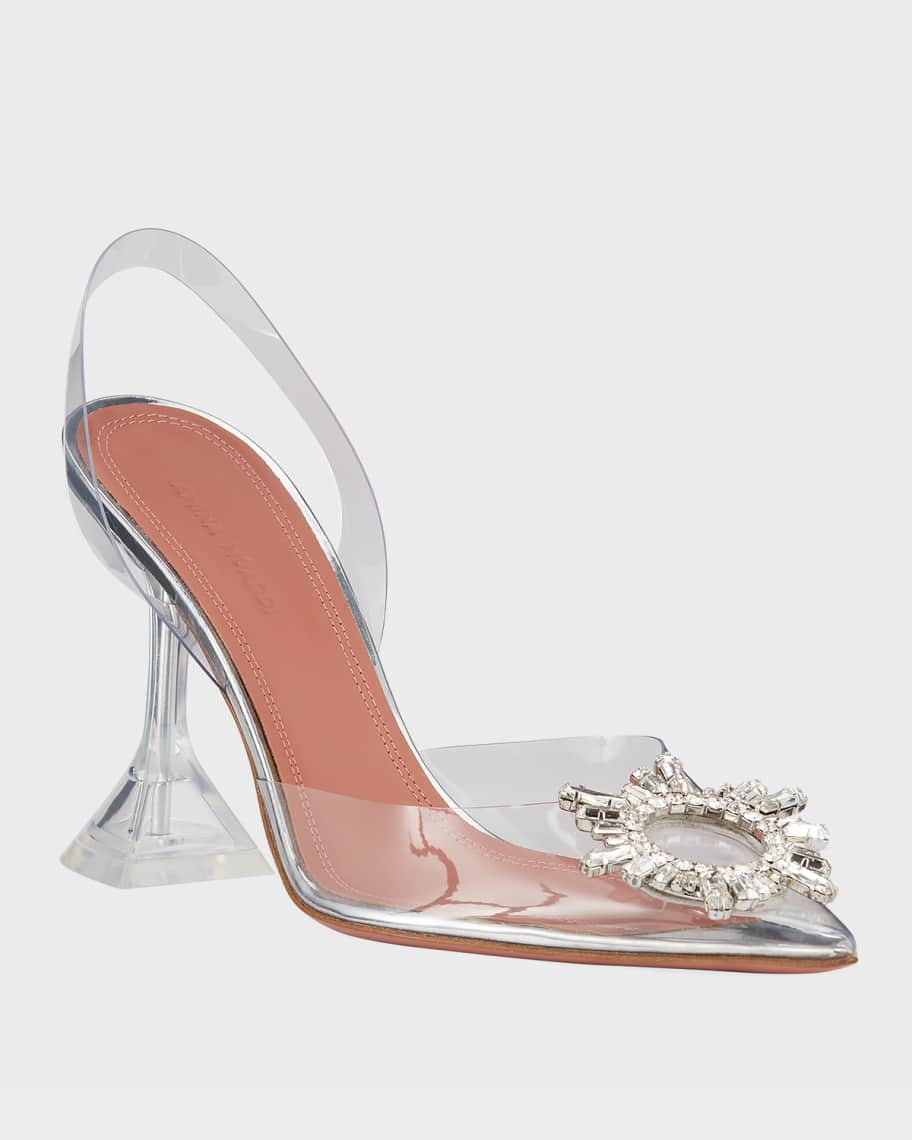 Amina Muaddi Begum 90mm 'Glass' Slingback Pumps | Neiman Marcus