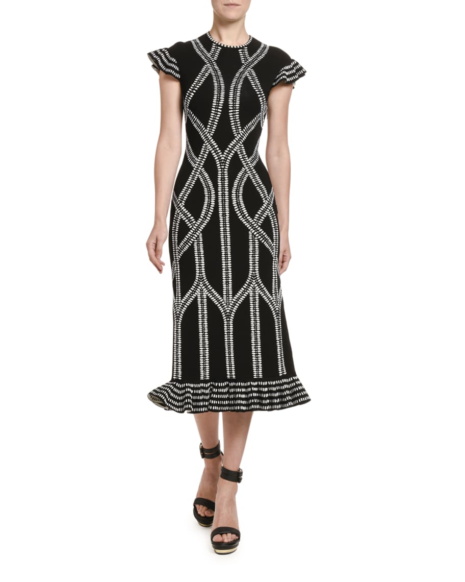 Alexander McQueen Chain Print Midi Dress | Neiman Marcus