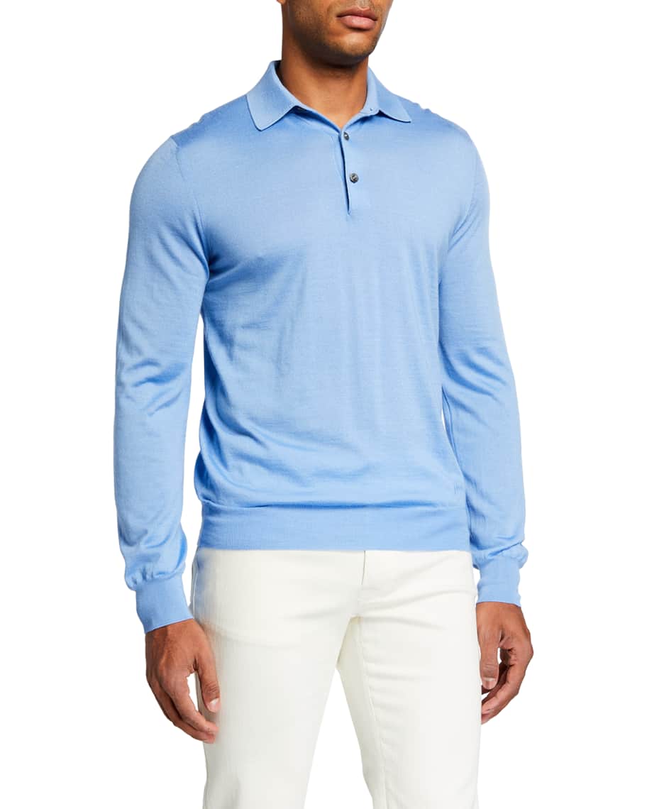 Brioni long-sleeved cotton polo shirt - White