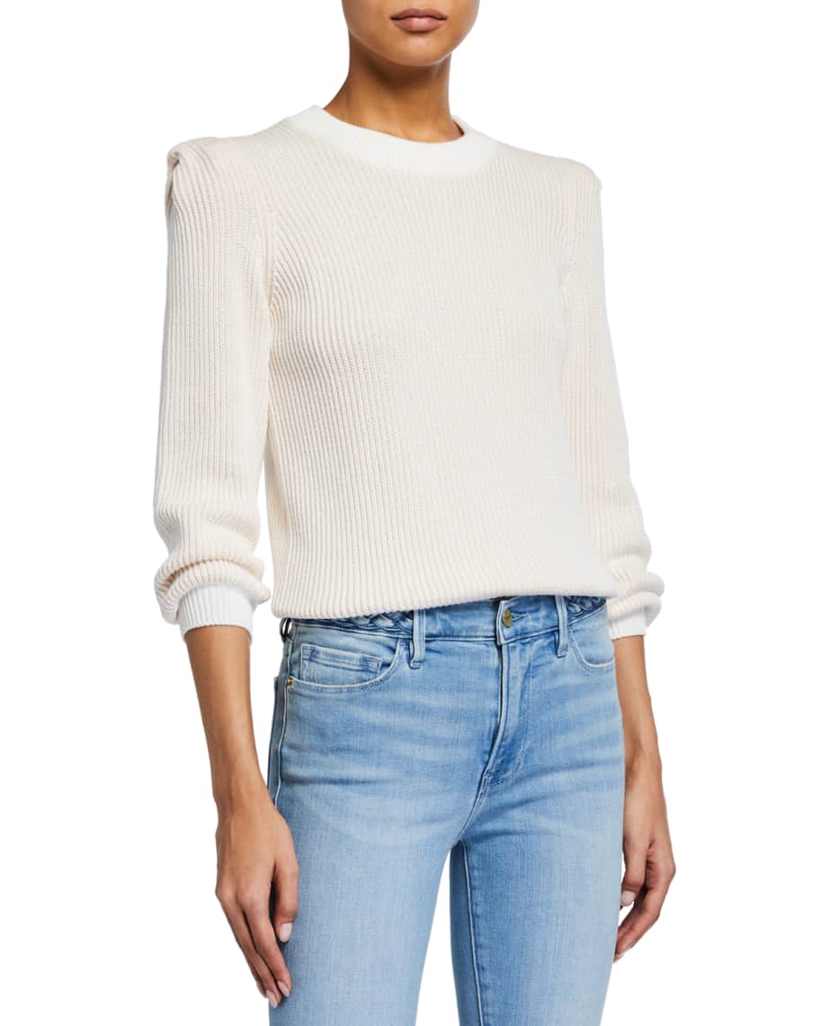 FRAME Chunky 3/4-Sleeve Sweater | Neiman Marcus