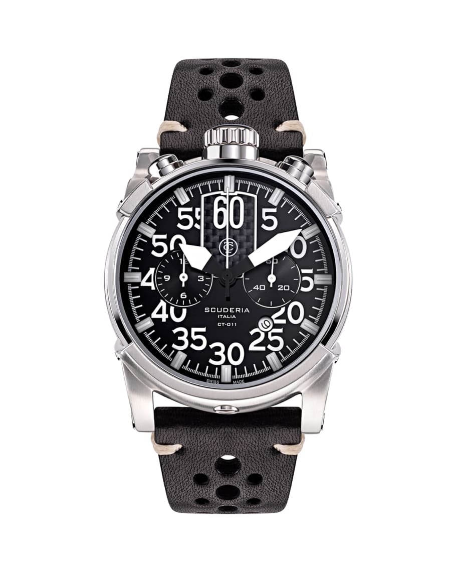 CT Scuderia Men's 44mm Saturno Chronograph Leather Watch | Neiman