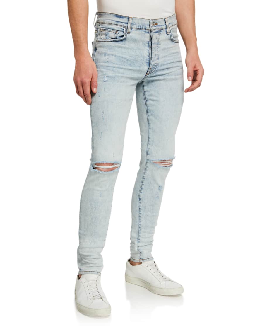 Amiri Men's Slash Distressed Skinny Jeans | Neiman Marcus