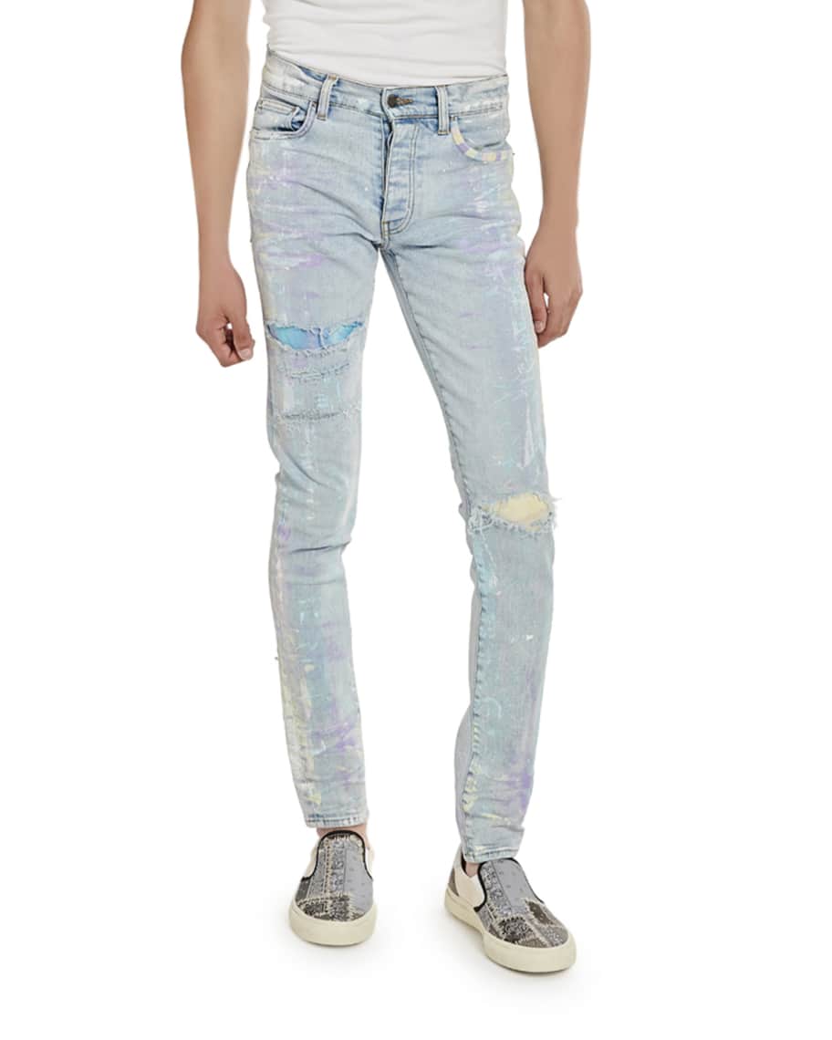 Amiri Men S Painter Tie Dye Patch Jeans Neiman Marcus