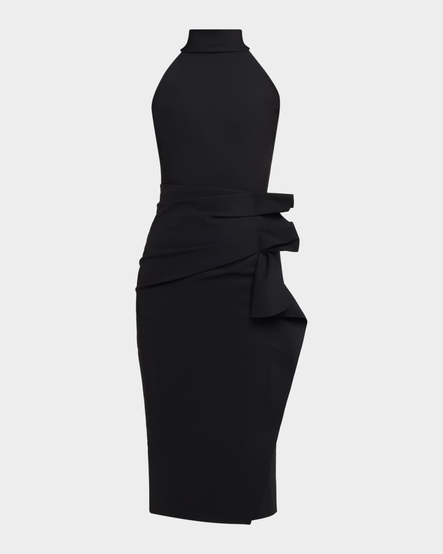 Chiara Boni La Petite Robe Halter Ruffle Midi Dress - Black