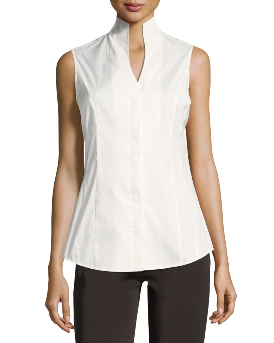 Misook Plus Size Sleeveless Stretch Cotton Button-Down Shirt | Neiman ...