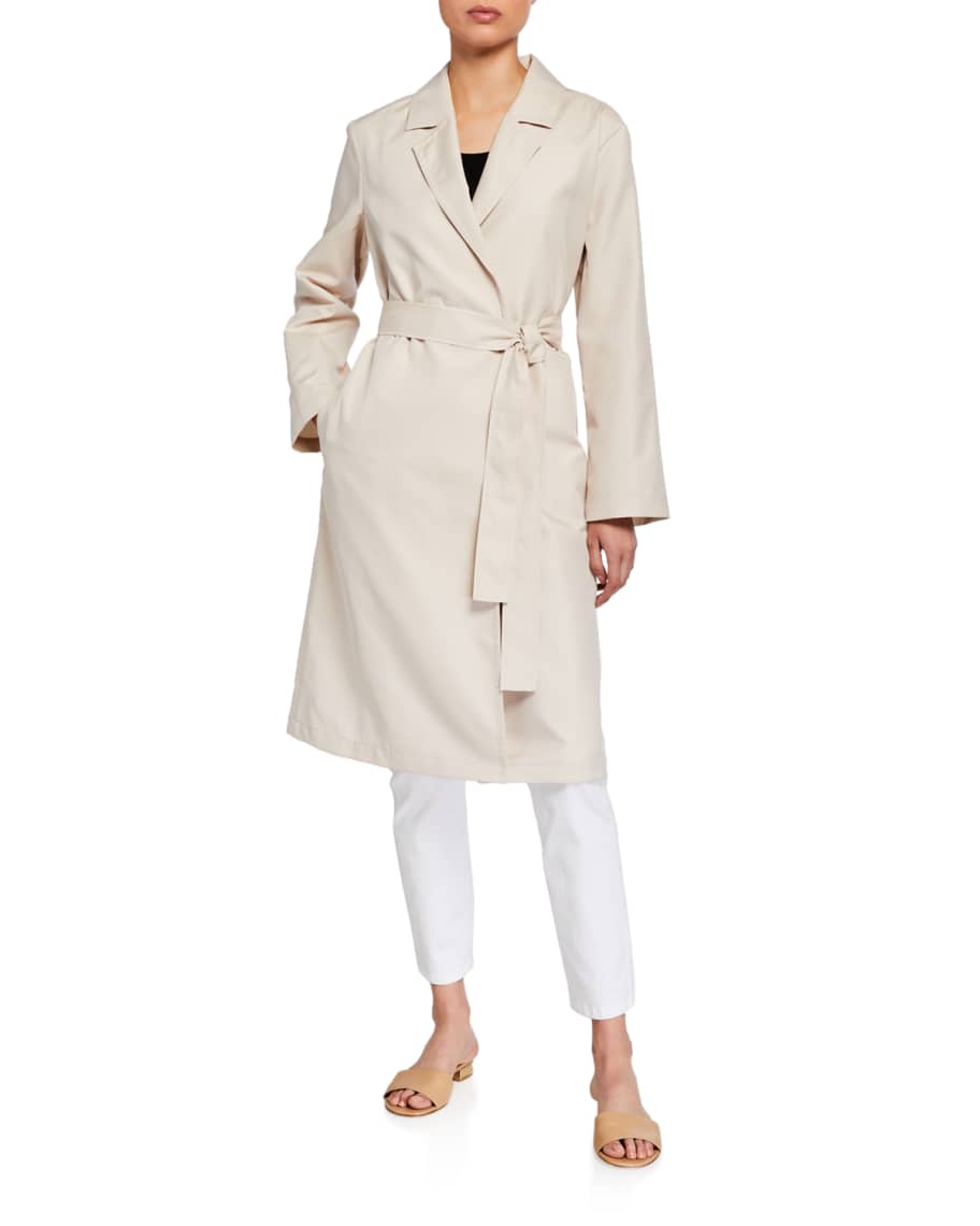 Eileen Fisher Petite Recycled Polyester Twill Belted Trench Coat Neiman Marcus