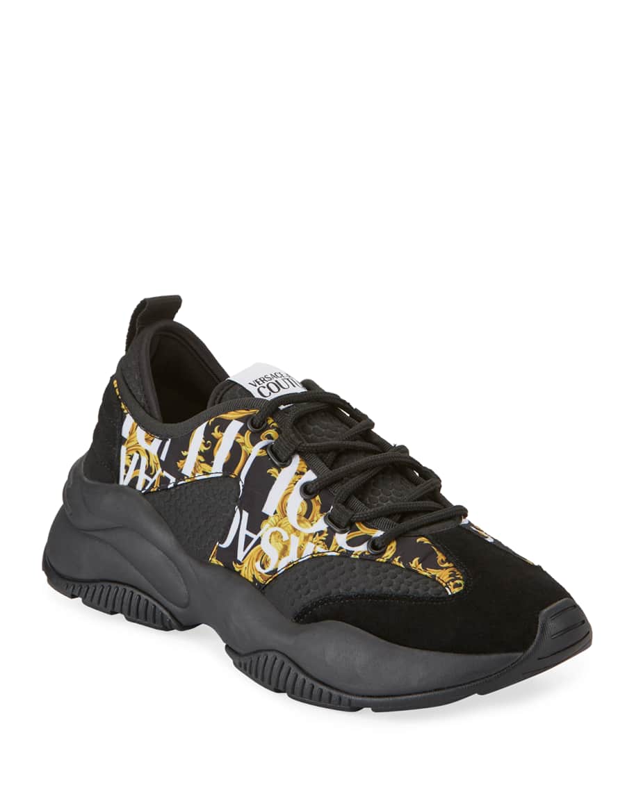 Versace Jeans Couture Men's Baroque Logo-Print Chunky Sneakers | Neiman ...