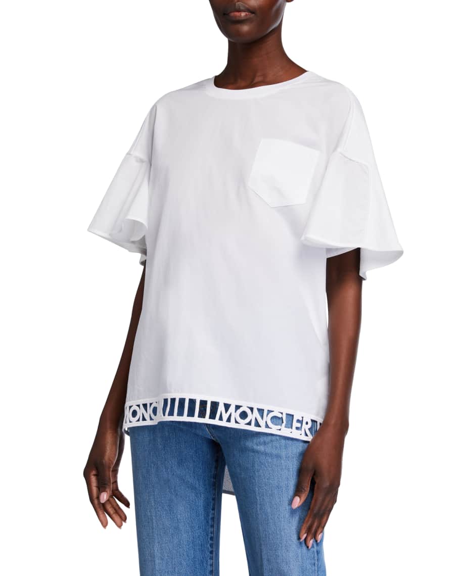 Moncler Cutout-Logo Trim T-Shirt | Neiman Marcus