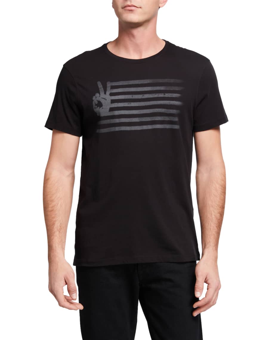 John Varvatos Star USA Men's New York New York Peace Sign Graphic T-Shirt Grey 