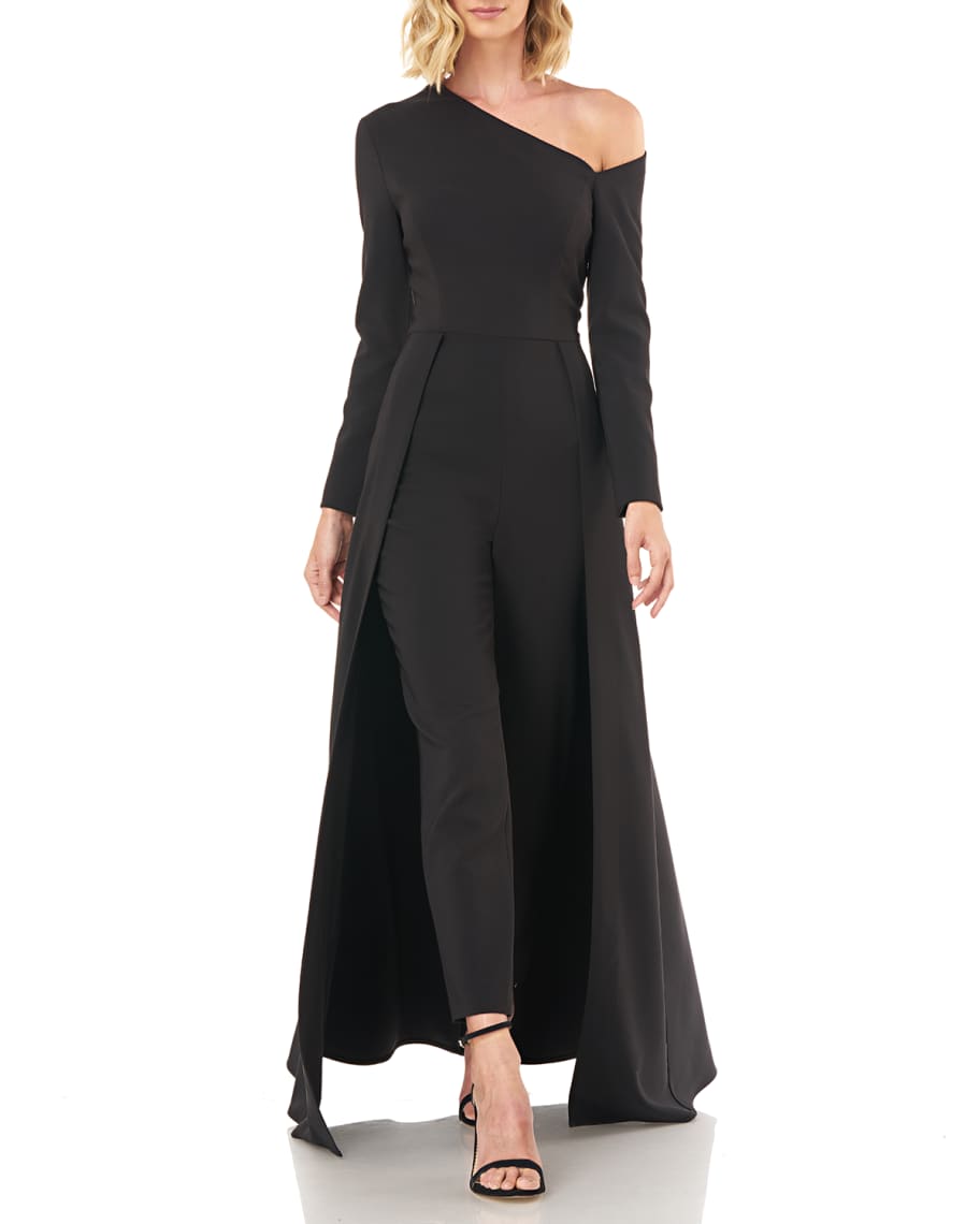 Kay Unger New York Arya Long Sleeve Asymmetrical Jumpsuit w