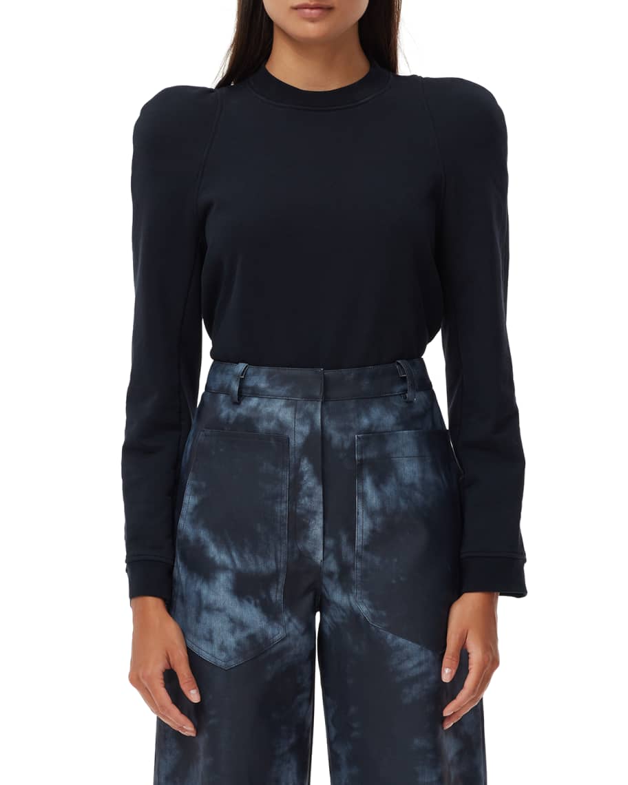 Tibi sculpted shoulder sweatshirt top
