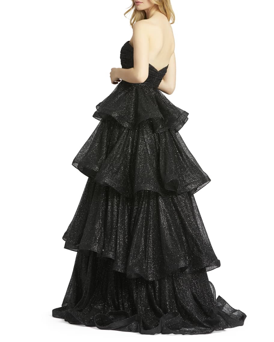 ruffle detail ruched chiffon ballgown mac duggal