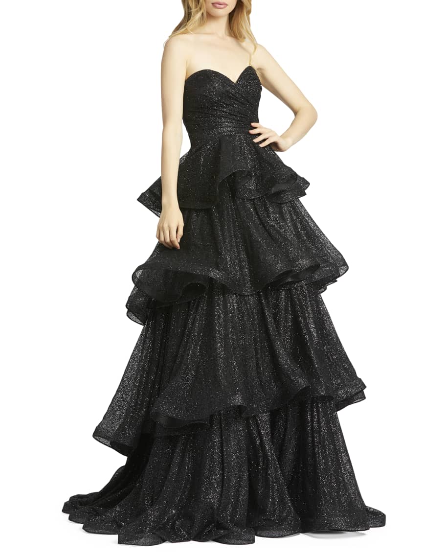 Mac Duggal Sparkle Ruffle Tiered Strapless Ball Gown | Neiman Marcus