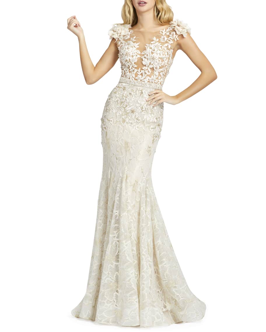 la femme sparkle lace trumpet gown