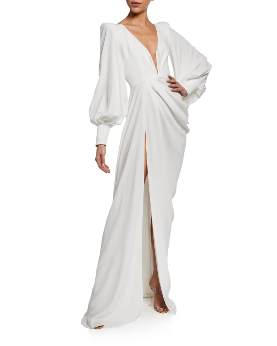 Alex Perry Clark Twisted Full-Sleeve Gown | Neiman Marcus