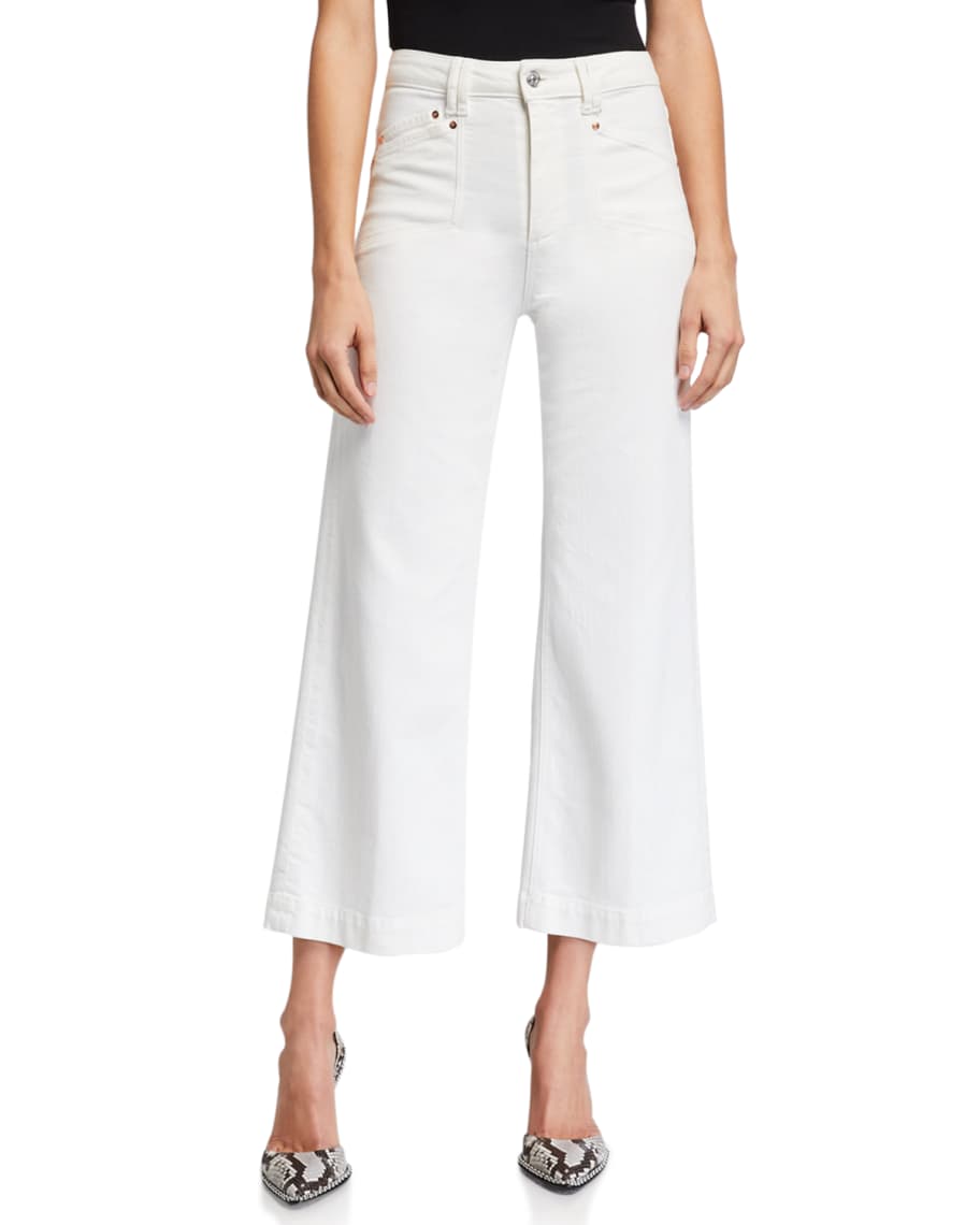 PAIGE Anessa Cropped Wide-Leg Jeans | Neiman Marcus