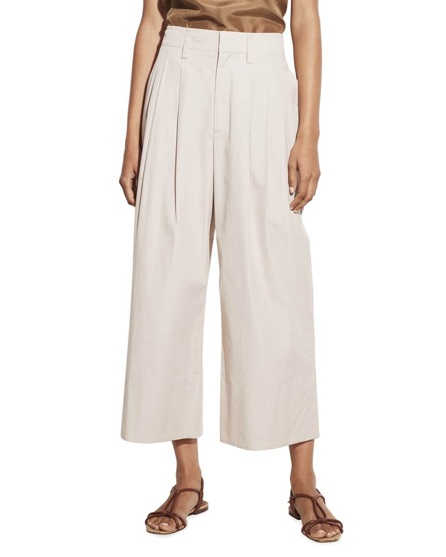 Pleated wide leg crop pants Clearance