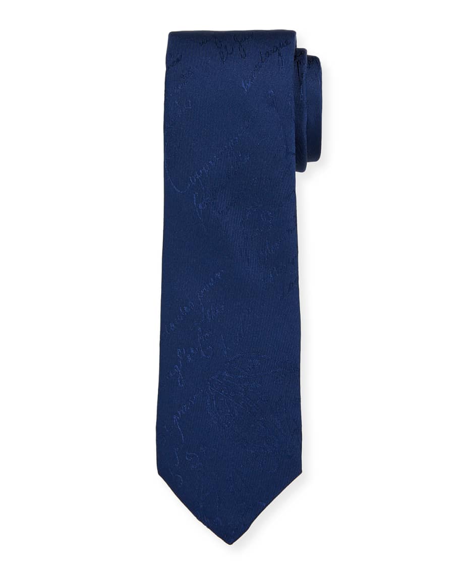 Berluti Men's Scritto Mulberry Silk Tie | Neiman Marcus