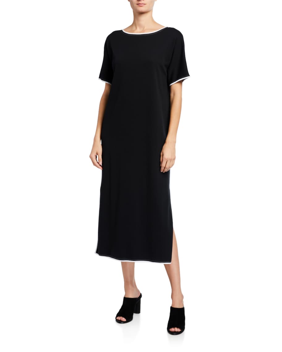 Joan Vass Classic Dress with Contrast Trim | Neiman Marcus