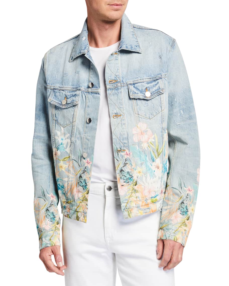 Louis Vuitton Distressed Floral Denim Jacket, Jackets - Designer