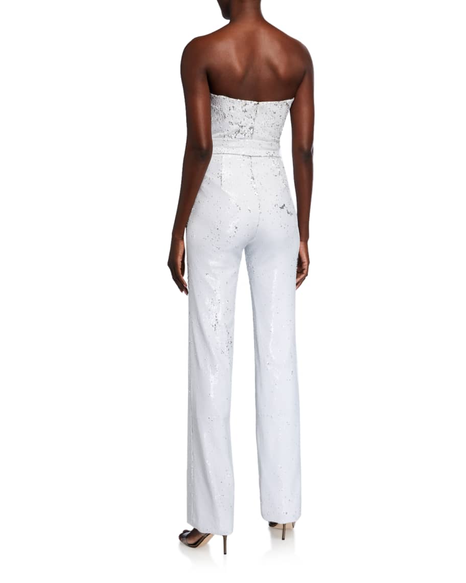 Dress the population white sequin jumpsuit top