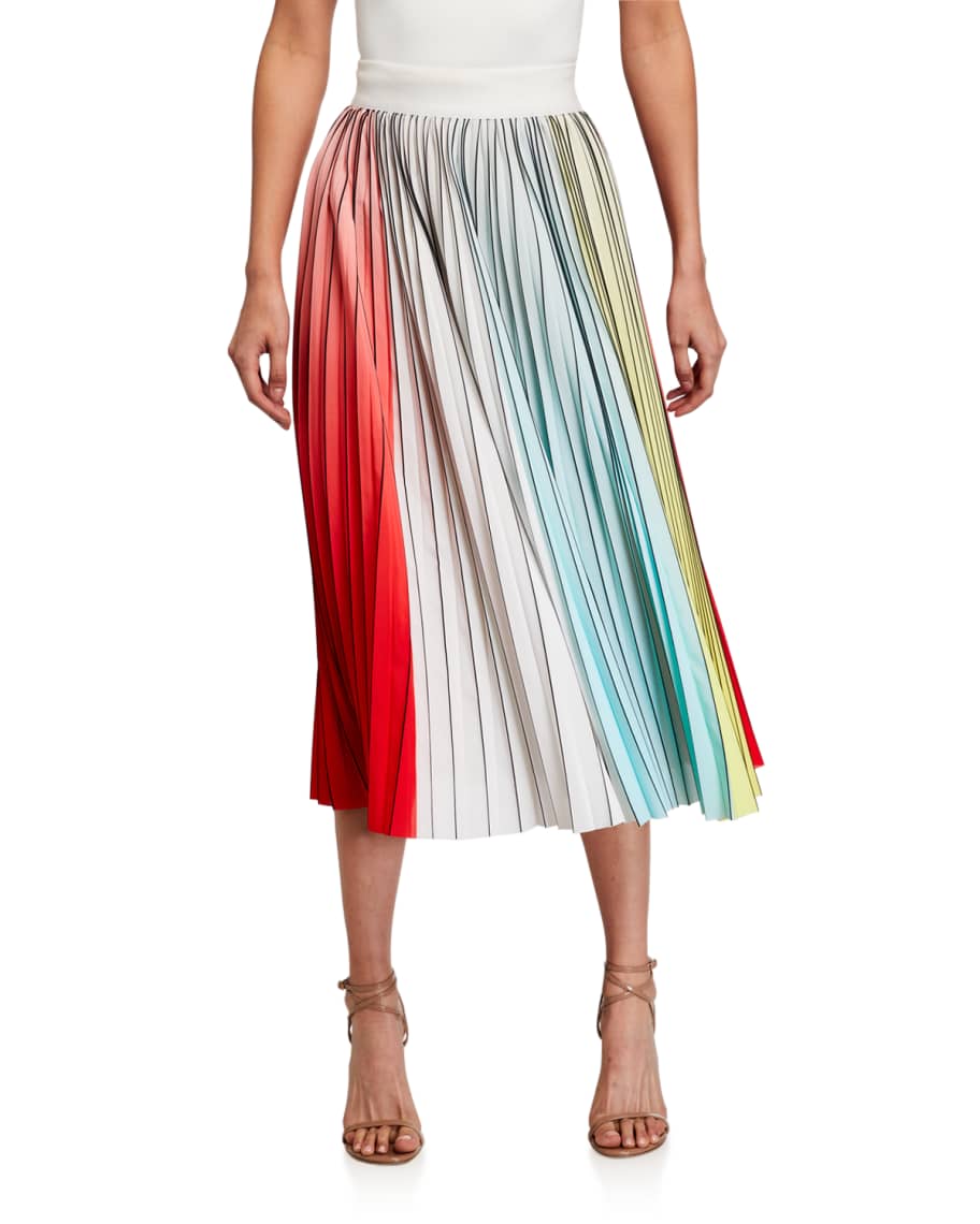 Alice + Olivia Arden Pleated Midi Skirt | Neiman Marcus