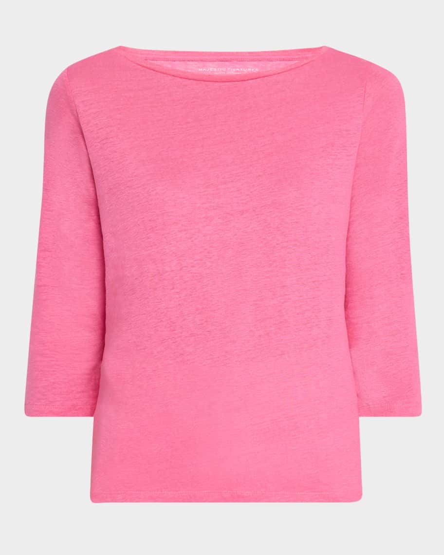 Majestic Filatures Boat-Neck 3/4-Sleeve Semi-Relaxed Tee
