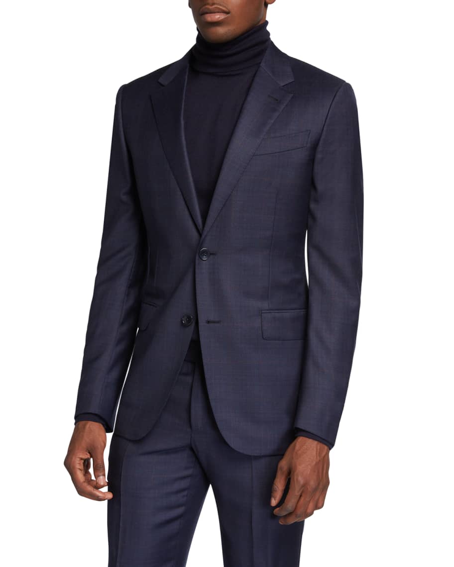 ZEGNA Men's Plaid Wool-Silk Two-Piece Suit | Neiman Marcus