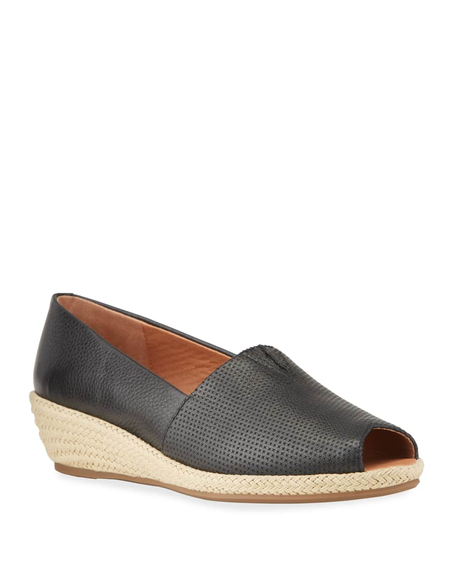 Gentle Souls Lydia Perforated Leather Wedge Espadrilles | Neiman Marcus