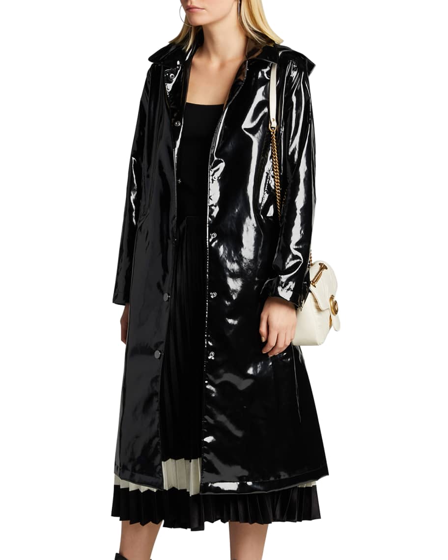 Jane Post Hooded Snap-Front Long Coat | Slicker Neiman Rain Marcus