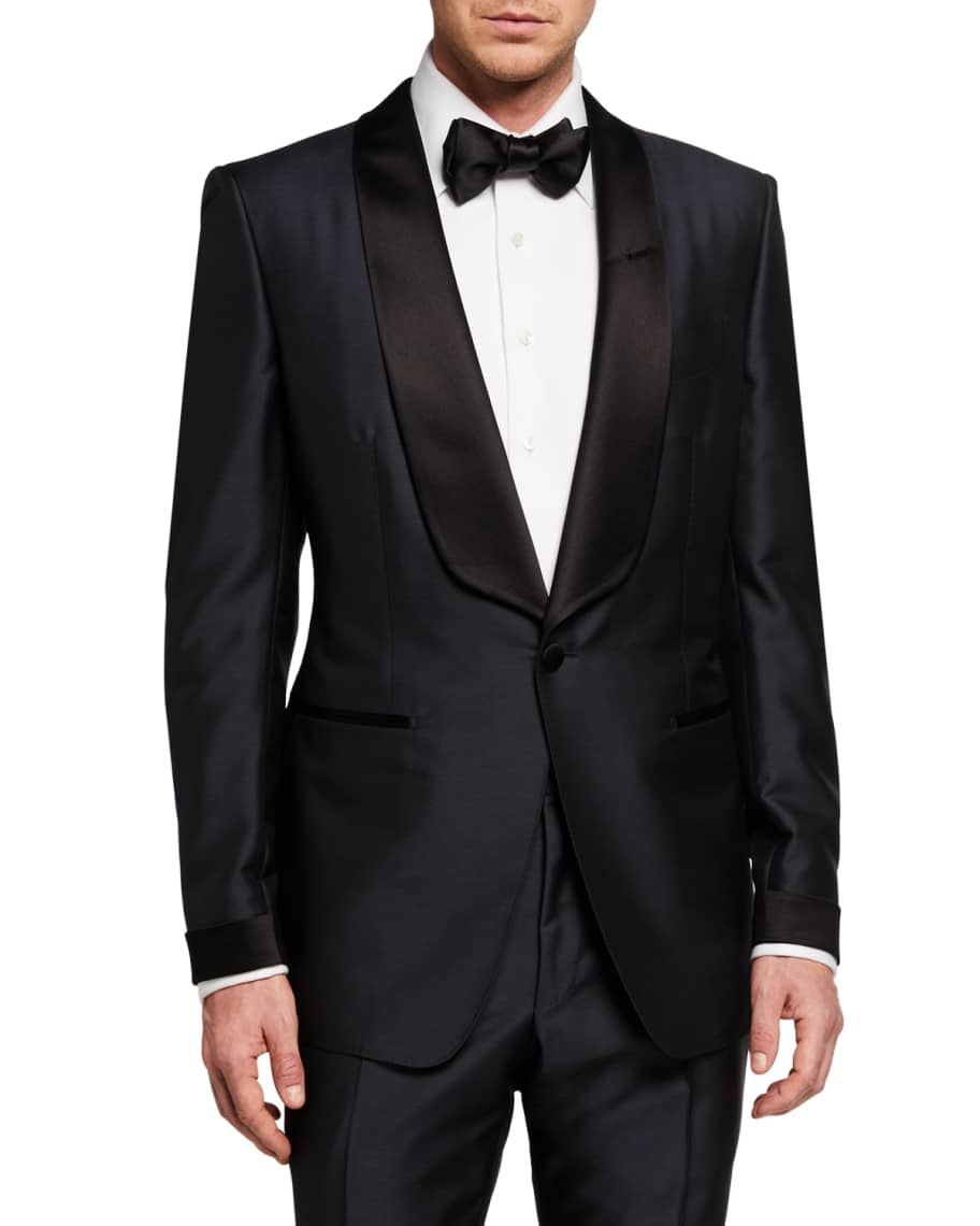 TOM FORD O'Connor Mohair/Silk-Blend Shawl-Collar Tuxedo, Navy | Neiman ...