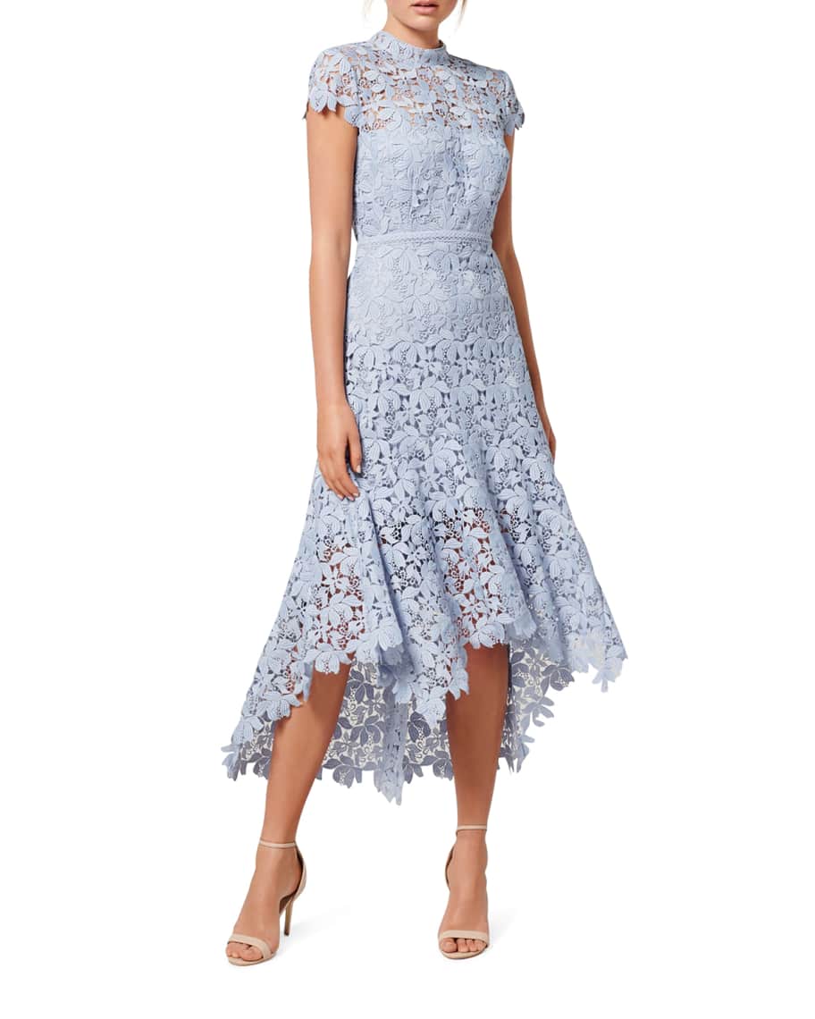 Ever New Chessie Open-Back High-Low Lace Dress | Neiman Marcus