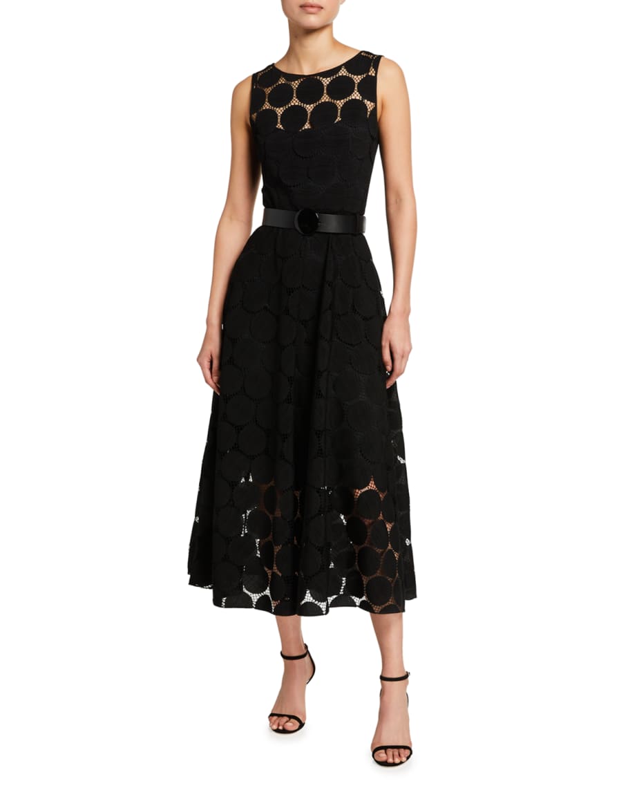 Image 1 of 2: Dotted Lace Cocktail Dress