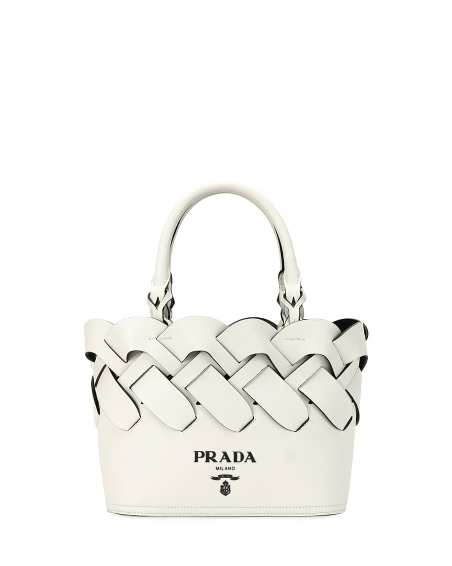 Prada Woven Leather Top-Handle Tote Bag | Neiman Marcus