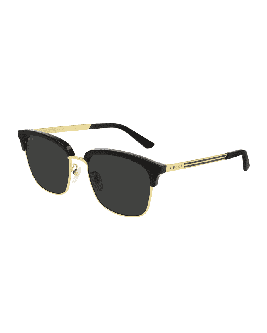 Gucci Men s Half Rim Acetate Metal Square Sunglasses Neiman Marcus