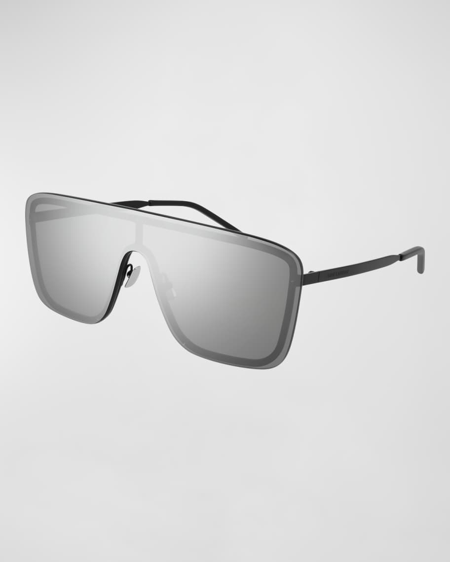 Saint Laurent Unisex Mask Mirrored Shield Metal Sunglasses | Neiman Marcus