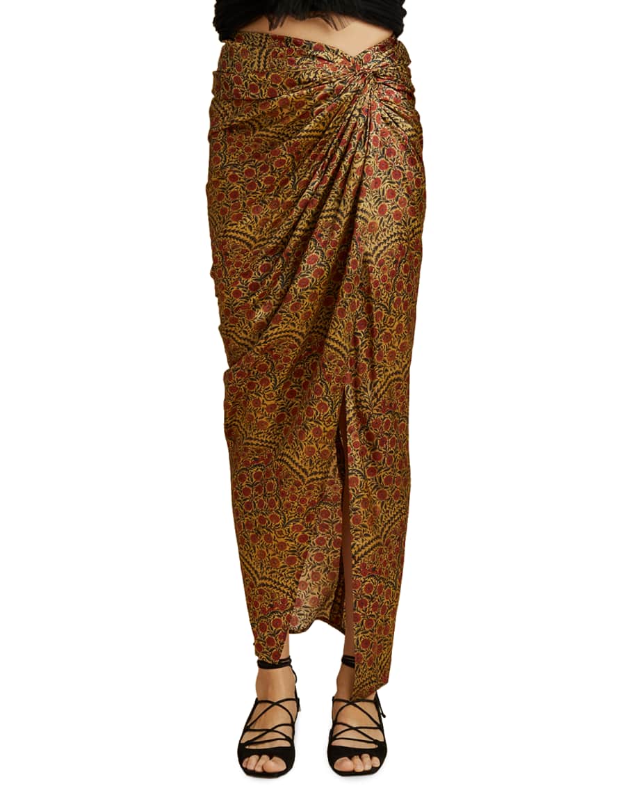 Khaite Louie Paisley Floral Midi Skirt Neiman Marcus