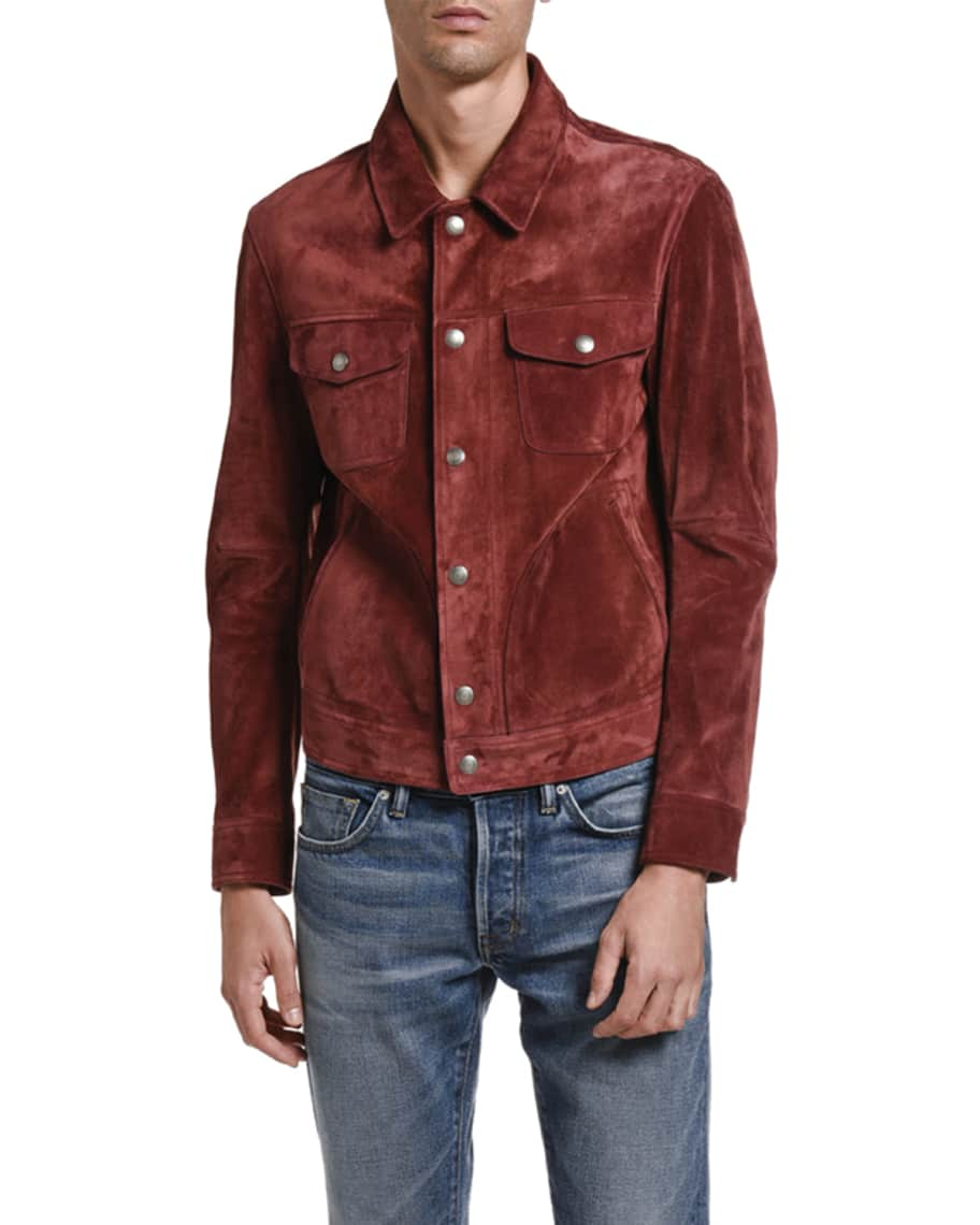 TOM FORD Men's Suede Trucker Jacket | Neiman Marcus