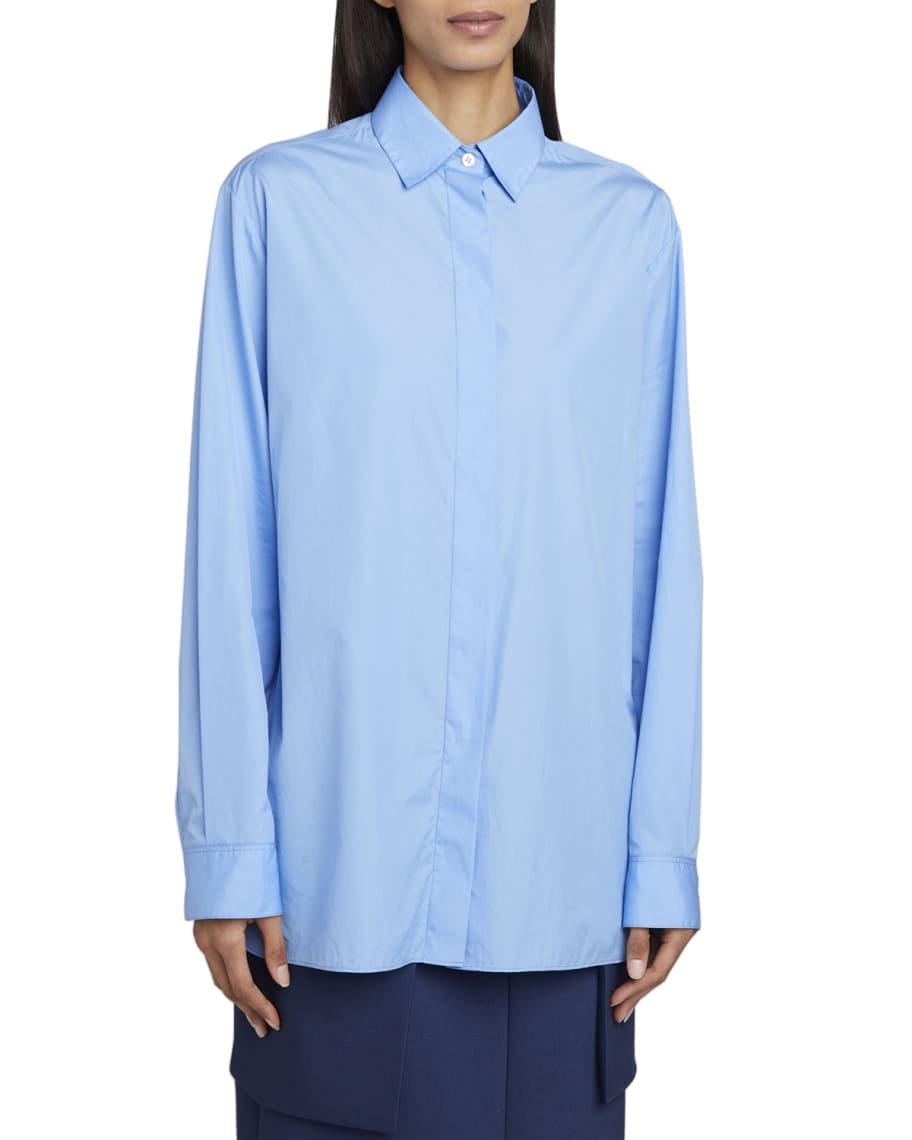 THE ROW Big Sisea Button-Front Long-Sleeve Cotton Oxford Shirt | Neiman ...