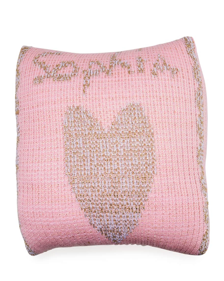 Butterscotch Blankees Single Heart Metallic Knit Pillow, Personalized