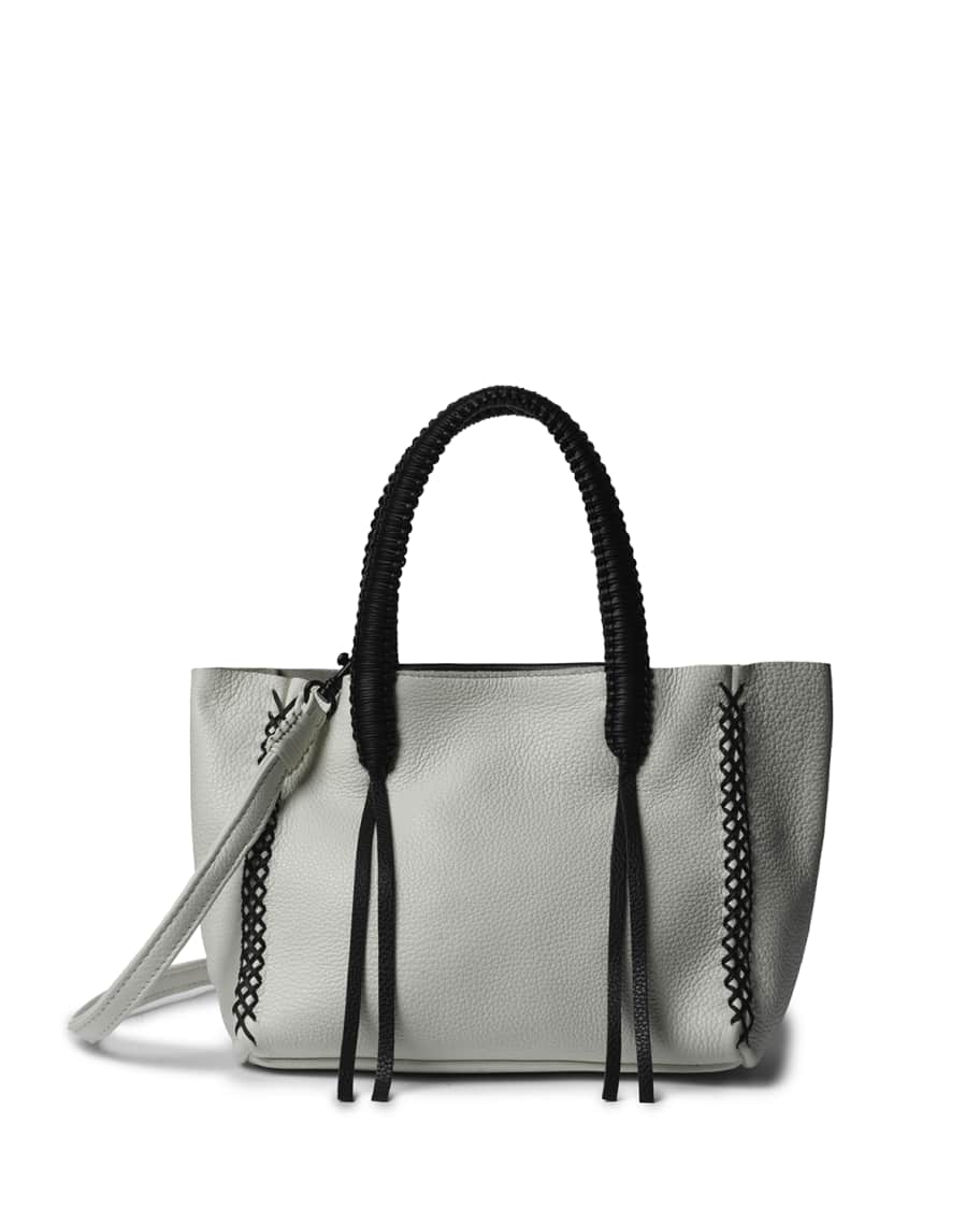 Callista Mini Braided Leather Tote Bag In Jasmin