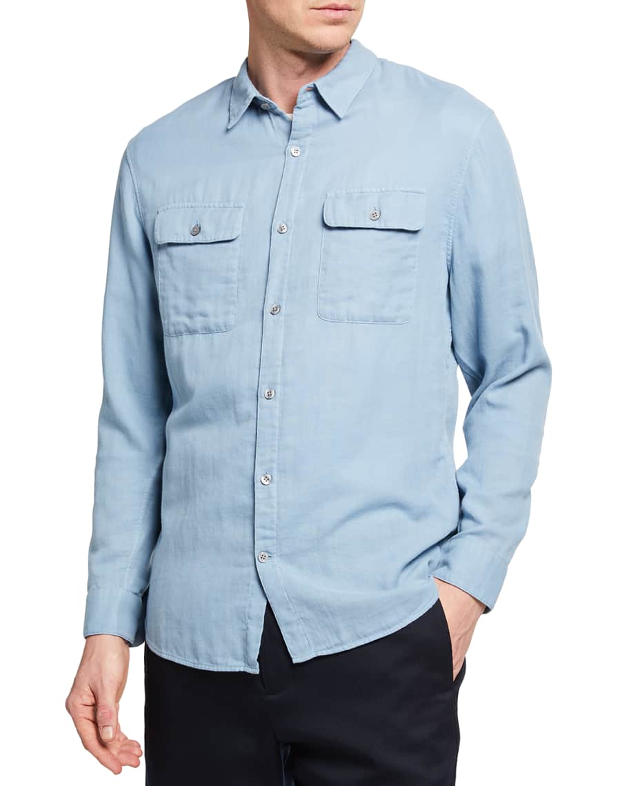 Vince Men's Double-Face Garment-Dyed Sport Shirt | Neiman Marcus