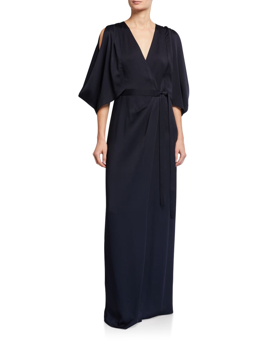 Halston Kimono Long Wrap Gown | Neiman Marcus