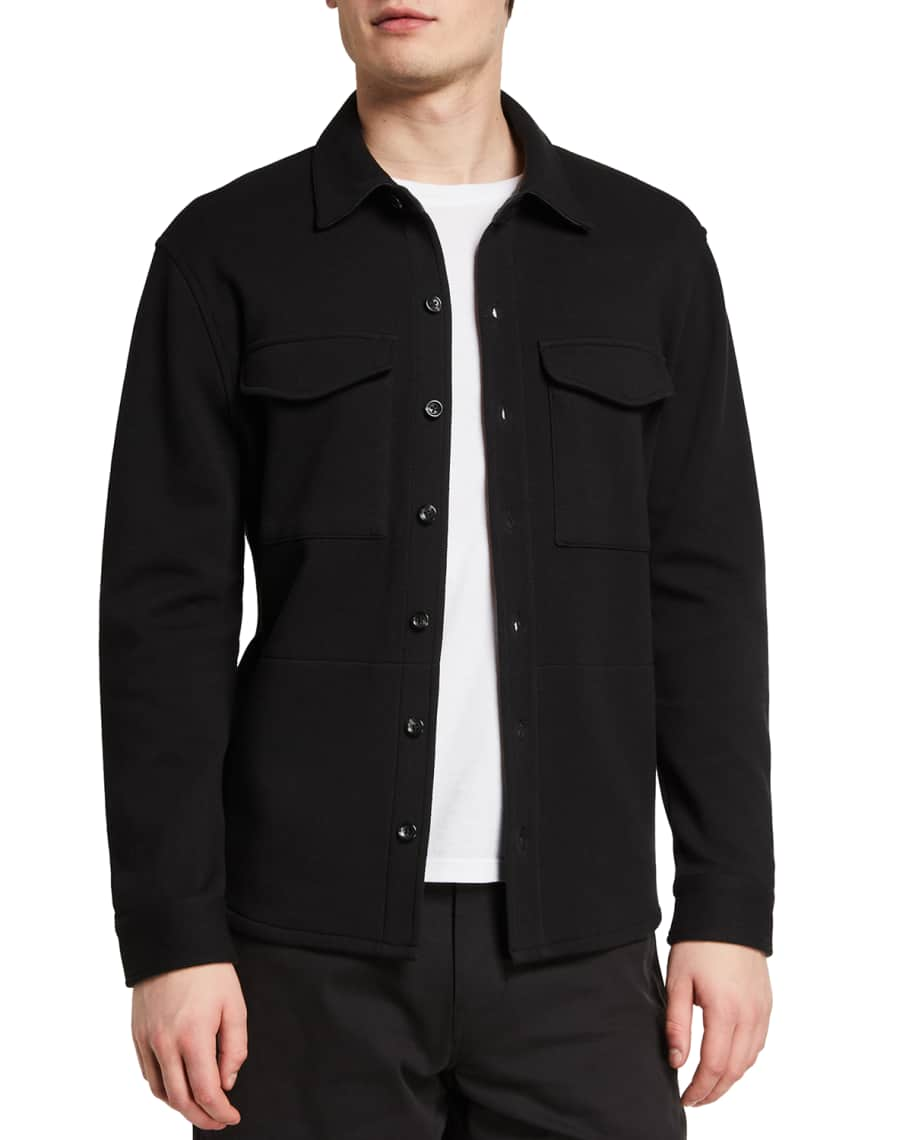 Vince Men's Cotton-Blend Shirt Jacket - Black Grey - Size Large